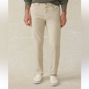 Faherty Mens Stretch Terry 5 Pocket Beige Straight Pants, Size 33 X 32